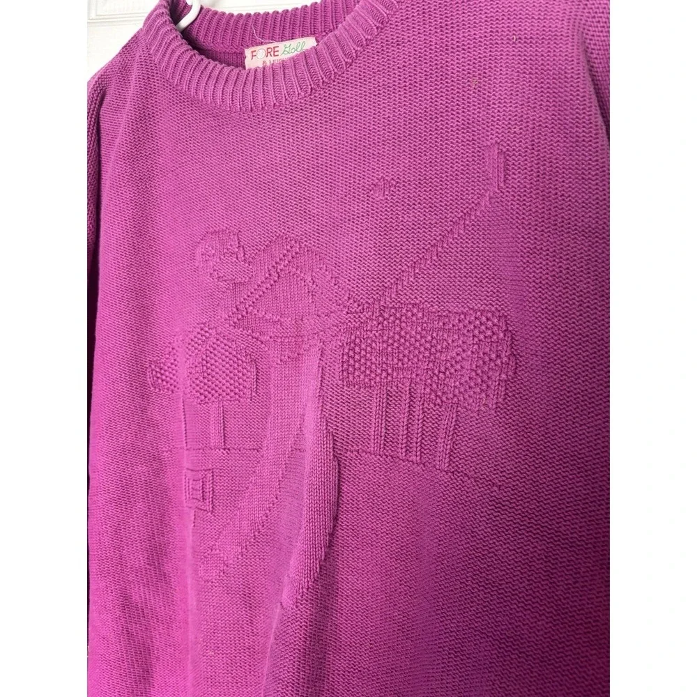 Vintage Fore Golf & Leisure Mens L Crew Neck Sweater Golfer Front Pattern Cotton